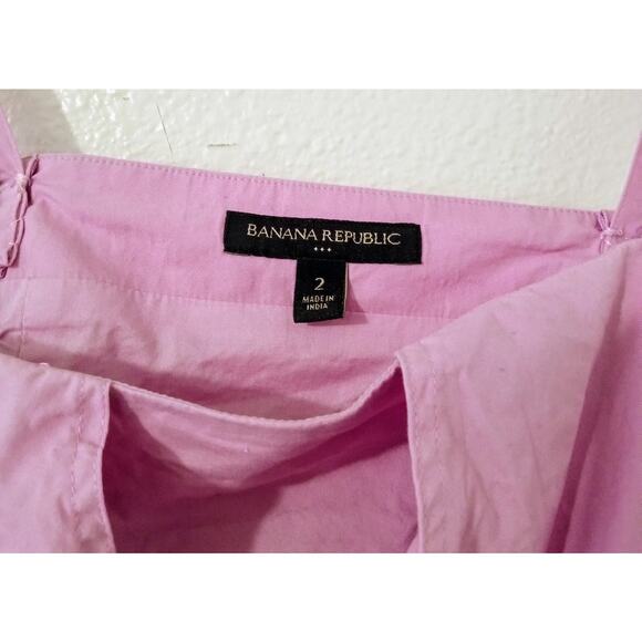 Banana Republic Poplin Pleated Lavender Cropped Tank and Midi Skirt Set SZ 2 - Picture 4 of 10